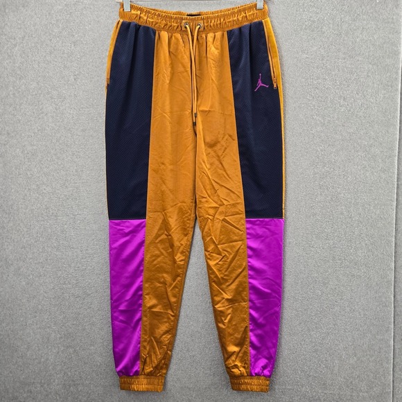 Air Jordan Men Activewear Pants Medium Orange Colorblock Jogger Flight Colorful - Picture 1 of 12